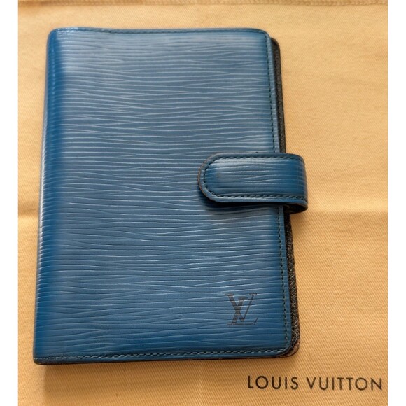 Louis Vuitton Agenda PM 6 Hole Notebook Cover Epi Blue Luxury Leather Spain Rare - Picture 1 of 7
